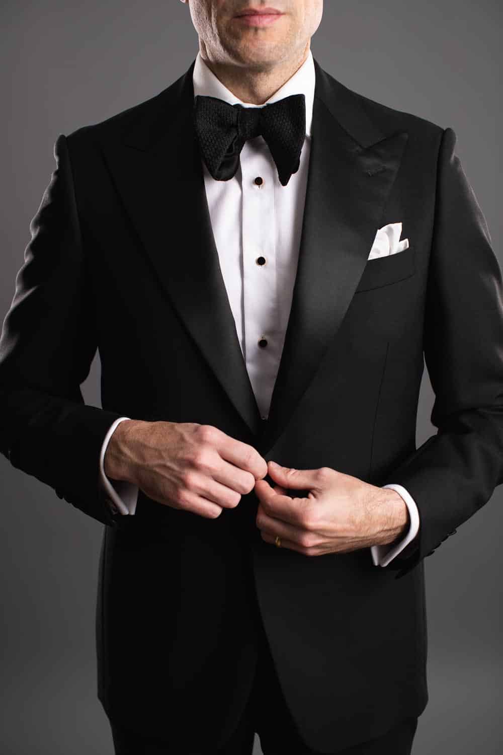 Classic Black Wedding Tuxedo with Satin Lapel - HSS x MAB - custom suits nyc bespoke tailor midtown, noho