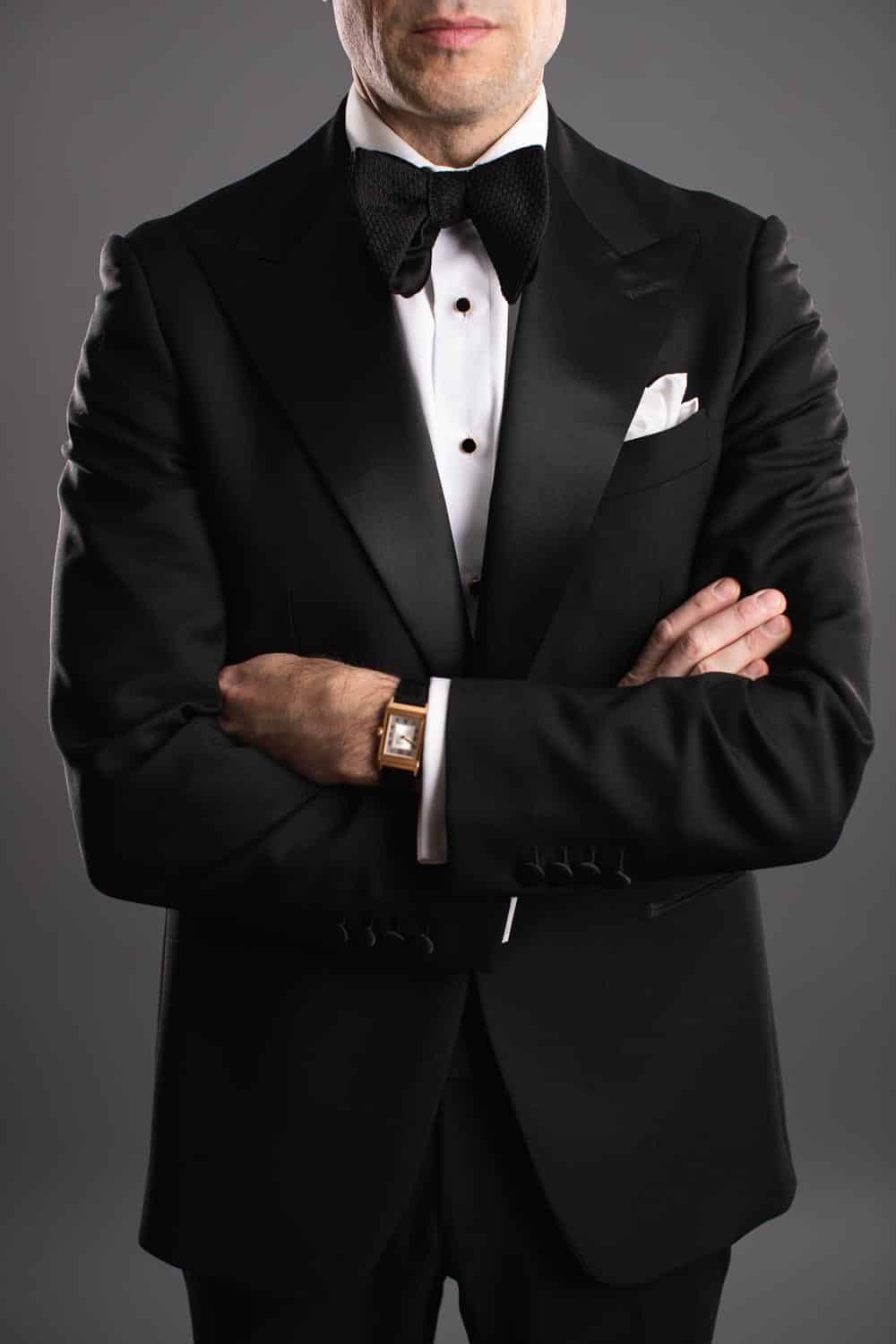 Classic Black Wedding Tuxedo with Satin Lapel - HSS x MAB - custom suits nyc bespoke tailor midtown, noho