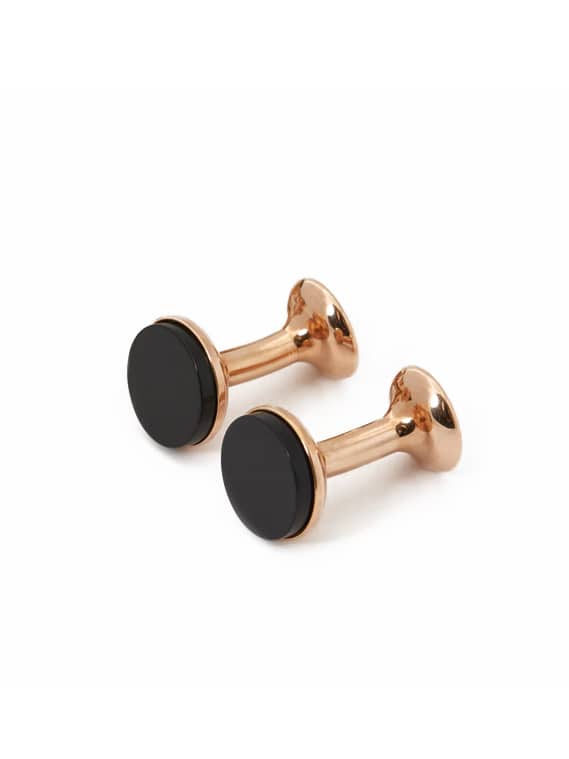(product) Onyx Cufflinks (Rose Gold) - custom suits nyc bespoke tailor midtown, noho
