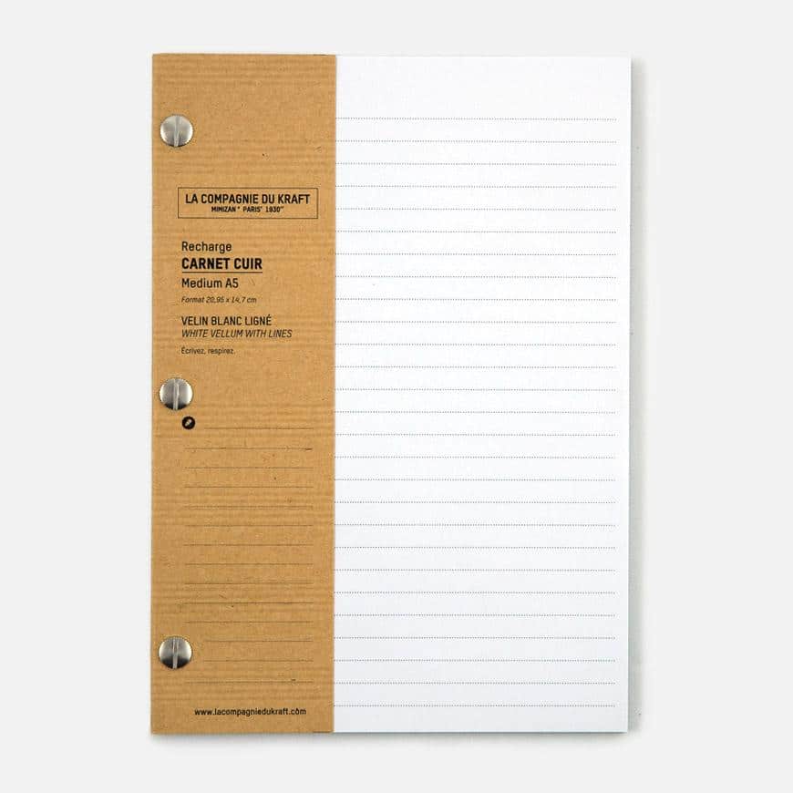 (product) La Compagnie du Kraft Notebook Refill - White Lined - custom suits nyc bespoke tailor midtown, noho