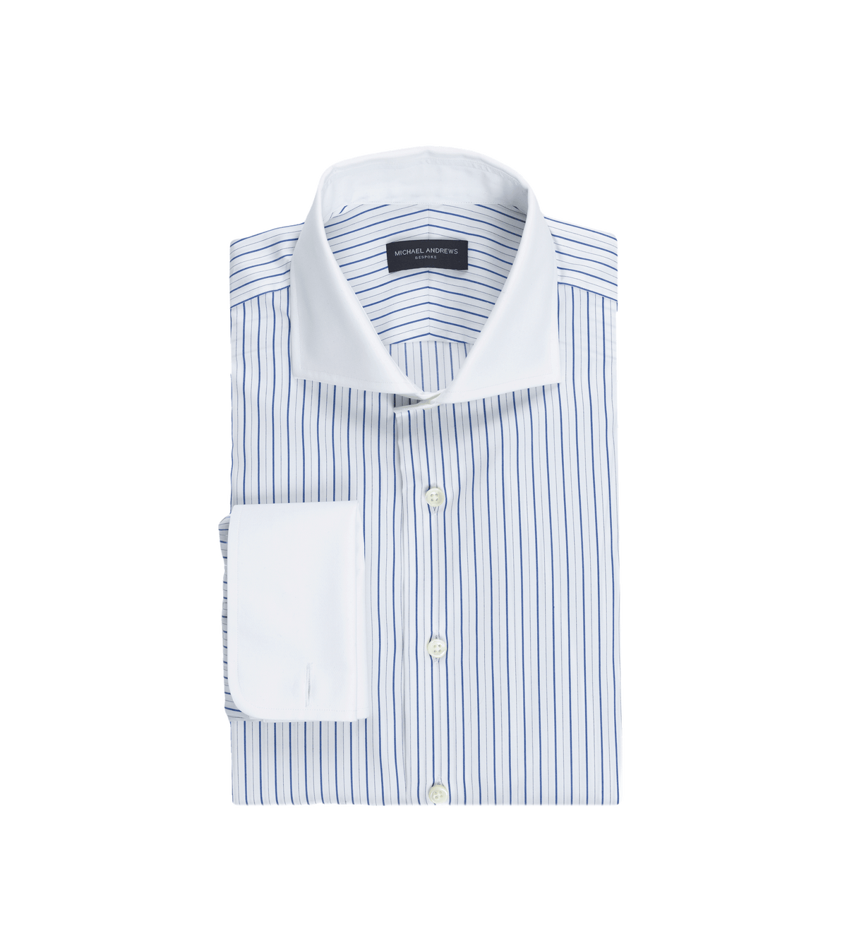 Complex Stripe Contrast Collar French Cuff Dress Shirt - He Spoke Style Shop - custom suits nyc bespoke tailor midtown, noho