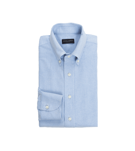 Light Blue Brushed Cotton Oxford Cloth Button-Down Dress Shirt - He Spoke Style Shop - custom suits nyc bespoke tailor midtown, noho