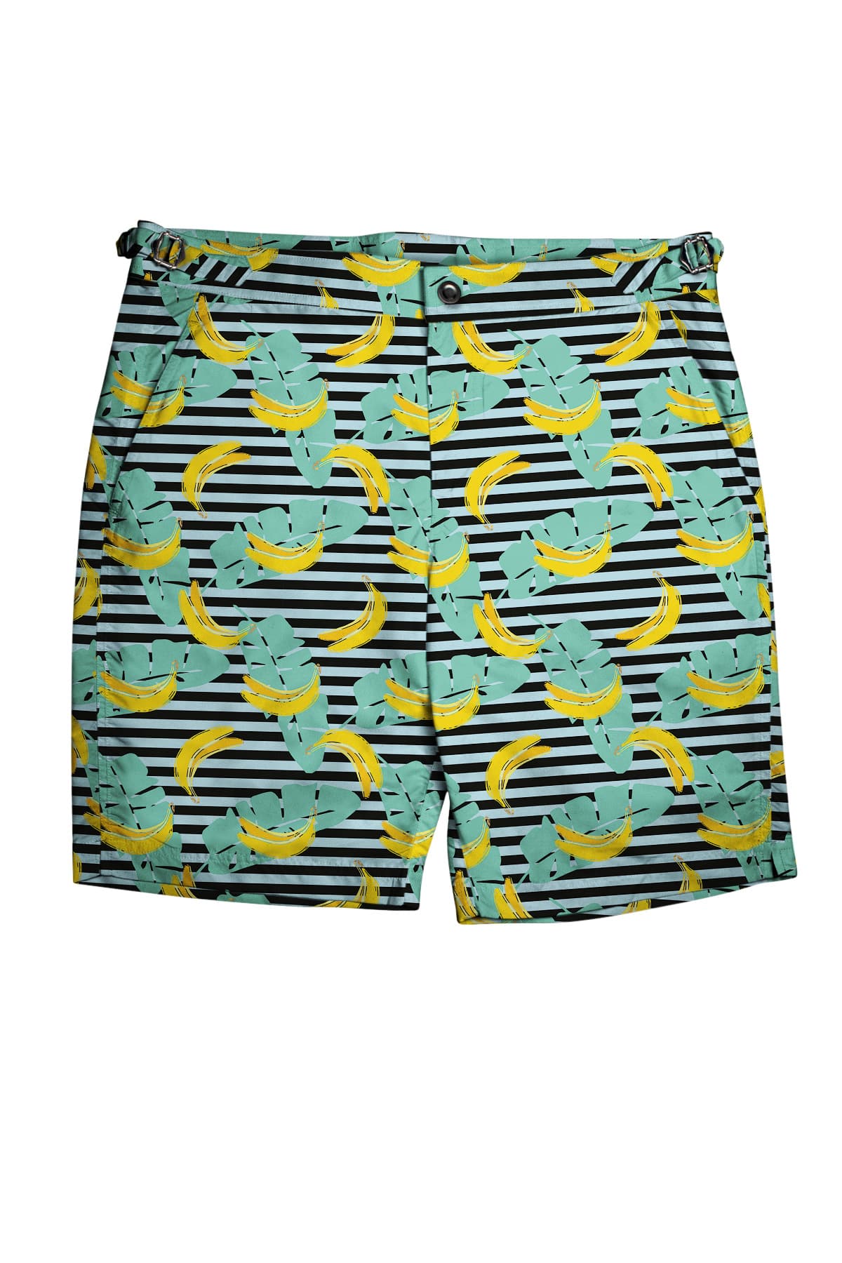 (product) Banana Pop Art Swim Shorts, full view - custom suits nyc bespoke tailor midtown, noho