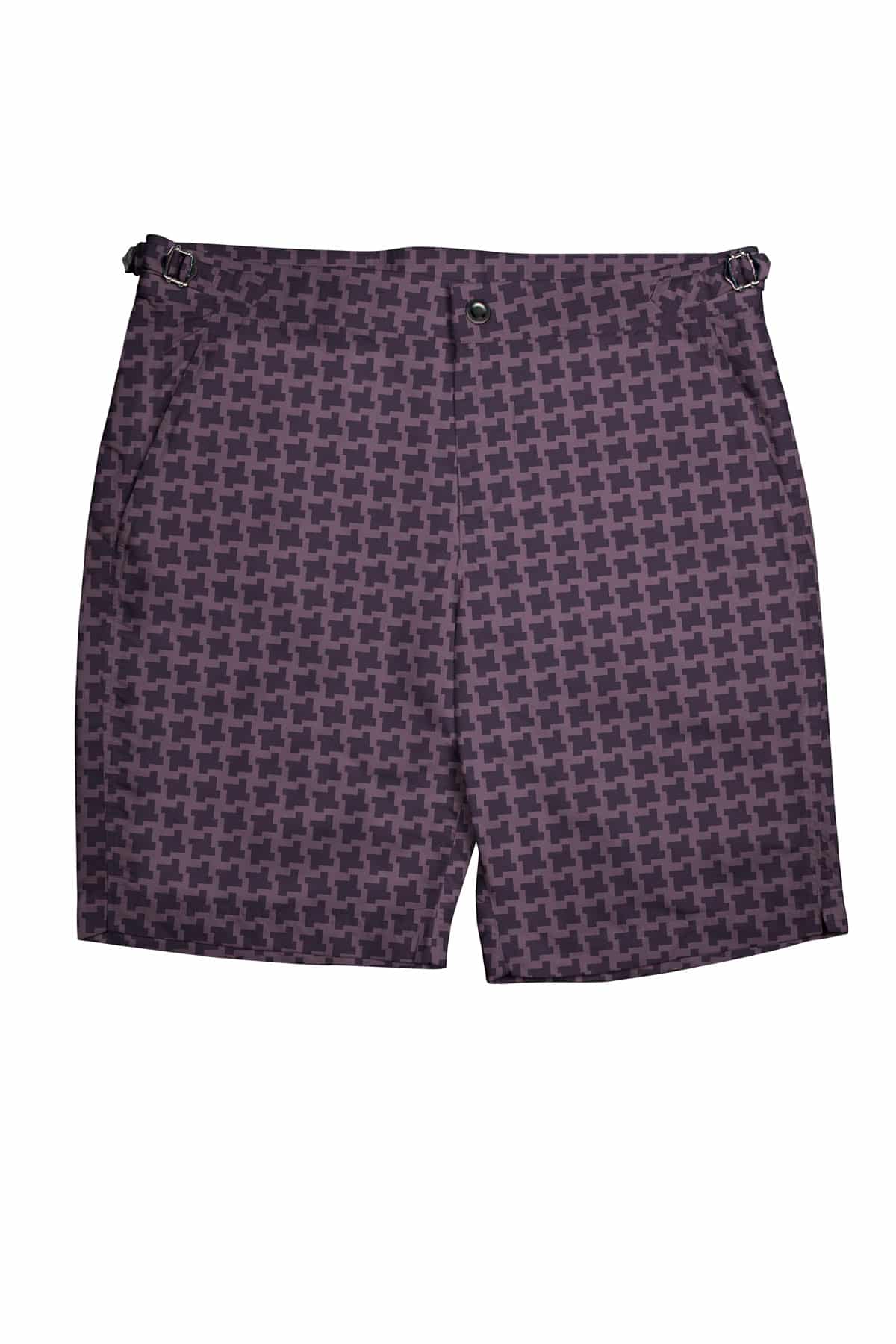 (product) Purple Houndstooth Swim Shorts - custom suits nyc bespoke tailor midtown, noho