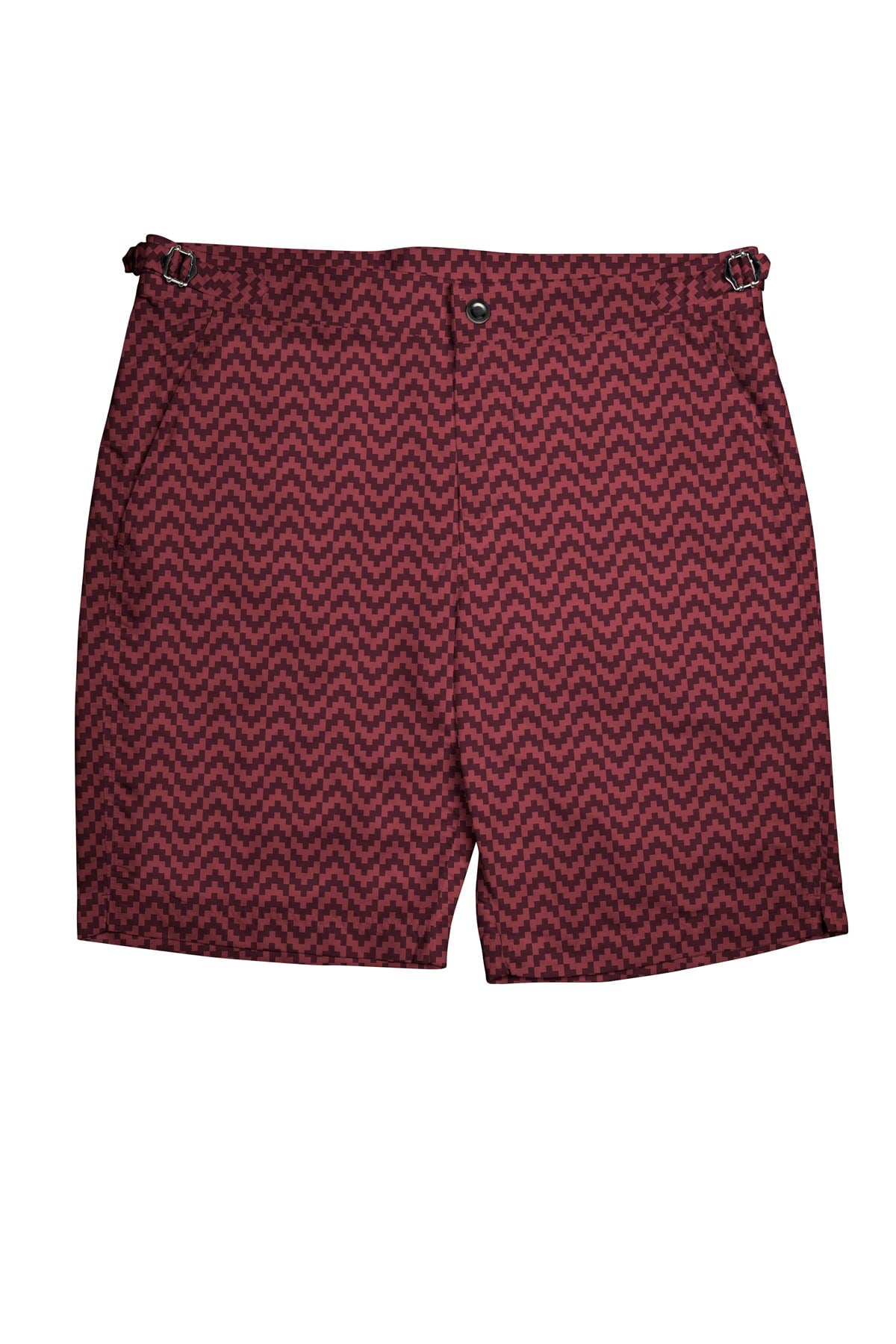 (product) Burgundy Zig-Zag Swim Shorts - custom suits nyc bespoke tailor midtown, noho
