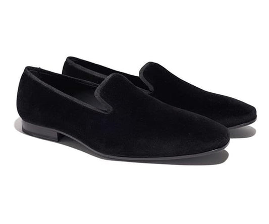 (product) Black Velvet Slip-On Tuxedo Shoe - custom suits nyc bespoke tailor midtown, noho