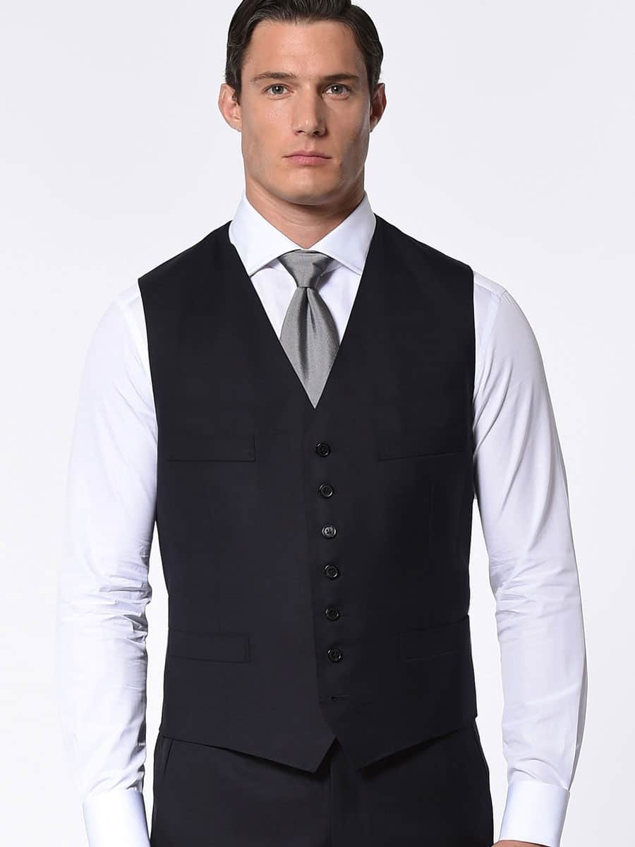 (product) Midnight Twill Classic 7-Button Vest - custom suits nyc bespoke tailor midtown, noho