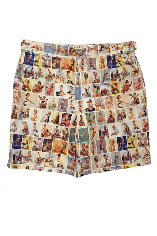 (product) Color Pinups Swim Shorts, full view - custom suits nyc bespoke tailor midtown, noho