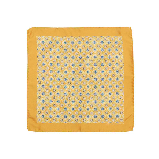 (product) Yellow Kaleidoscope Medallion Pocket Square - custom suits nyc bespoke tailor midtown, noho