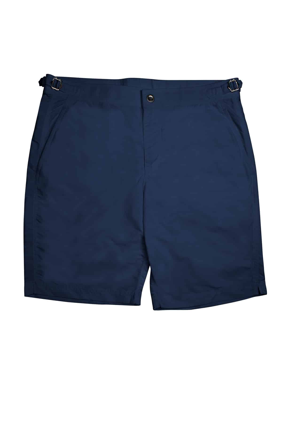 (product) Navy Solid "Brunch to Beach" Swim Shorts - custom suits nyc bespoke tailor midtown, noho