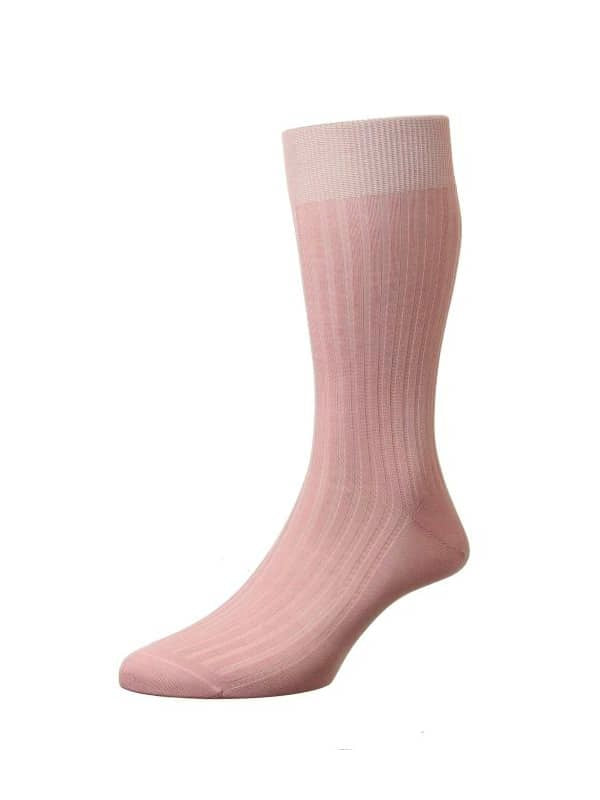 (product) Pantherella Danvers Mid-Calf Cotton Socks - Dusky Pink - custom suits nyc bespoke tailor midtown, noho