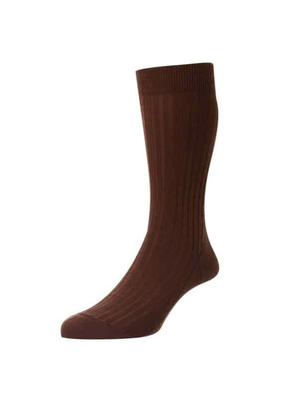 (product) Pantherella Laburnum Mid-Calf Wool Socks - Conker - custom suits nyc bespoke tailor midtown, noho