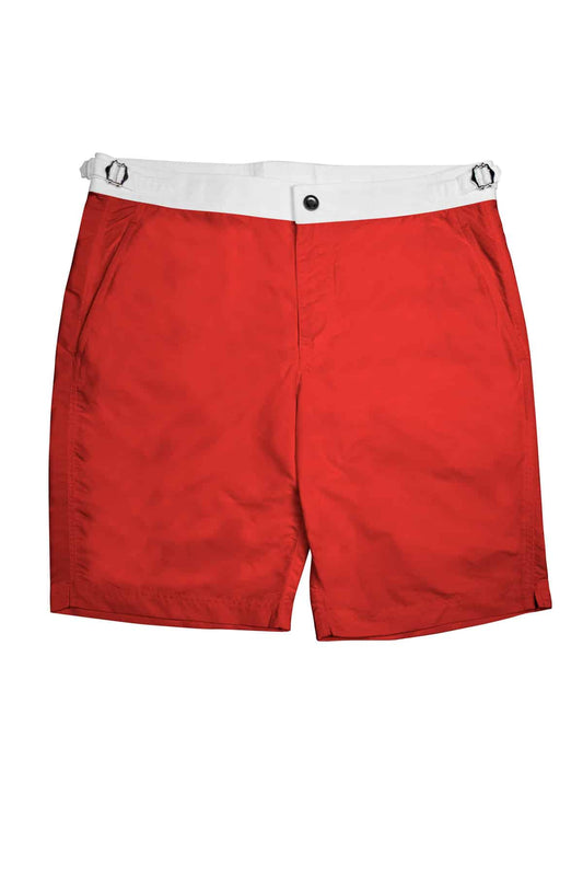 (product) Red Swim Shorts with White Waistband - custom suits nyc bespoke tailor midtown, noho