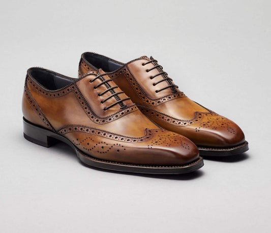 (product) Anzio Reverse Sombrero Oxford, Front pair view - custom suits nyc bespoke tailor midtown, noho