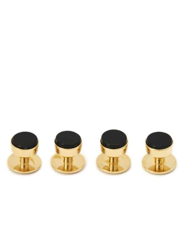 (product) Onyx Tuxedo Studs (Yellow Gold) - custom suits nyc bespoke tailor midtown, noho