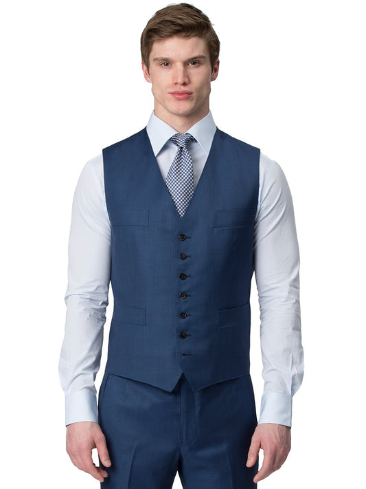 (product) Marine Blue Sharkskin Vest - custom suits nyc bespoke tailor midtown, noho