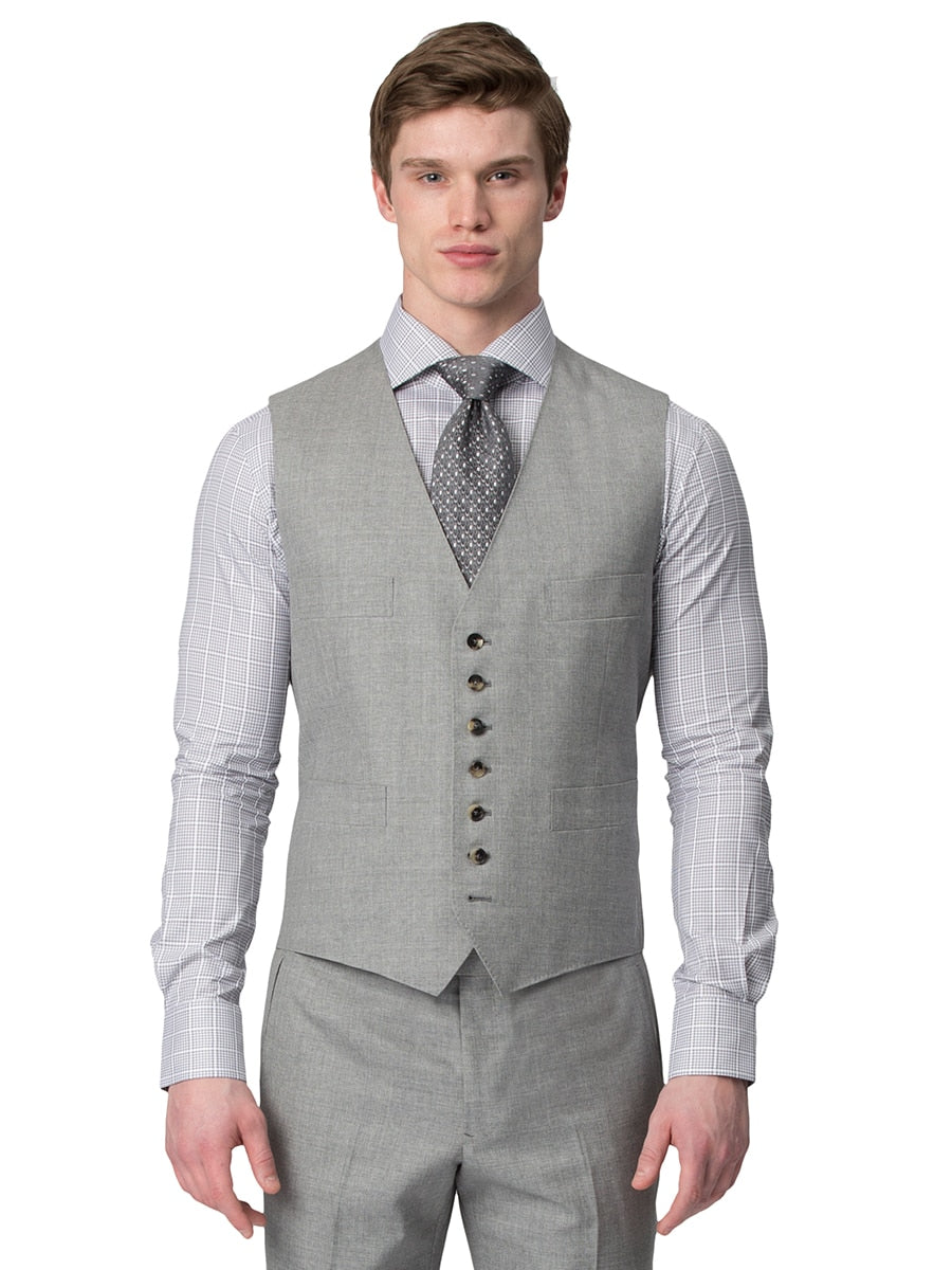 (product) MTM Light Grey Sharkskin Vest - custom suits nyc bespoke tailor midtown, noho