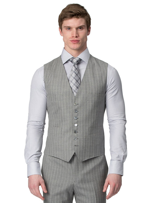 (product) Light Grey Pinstripe Vest - custom suits nyc bespoke tailor midtown, noho
