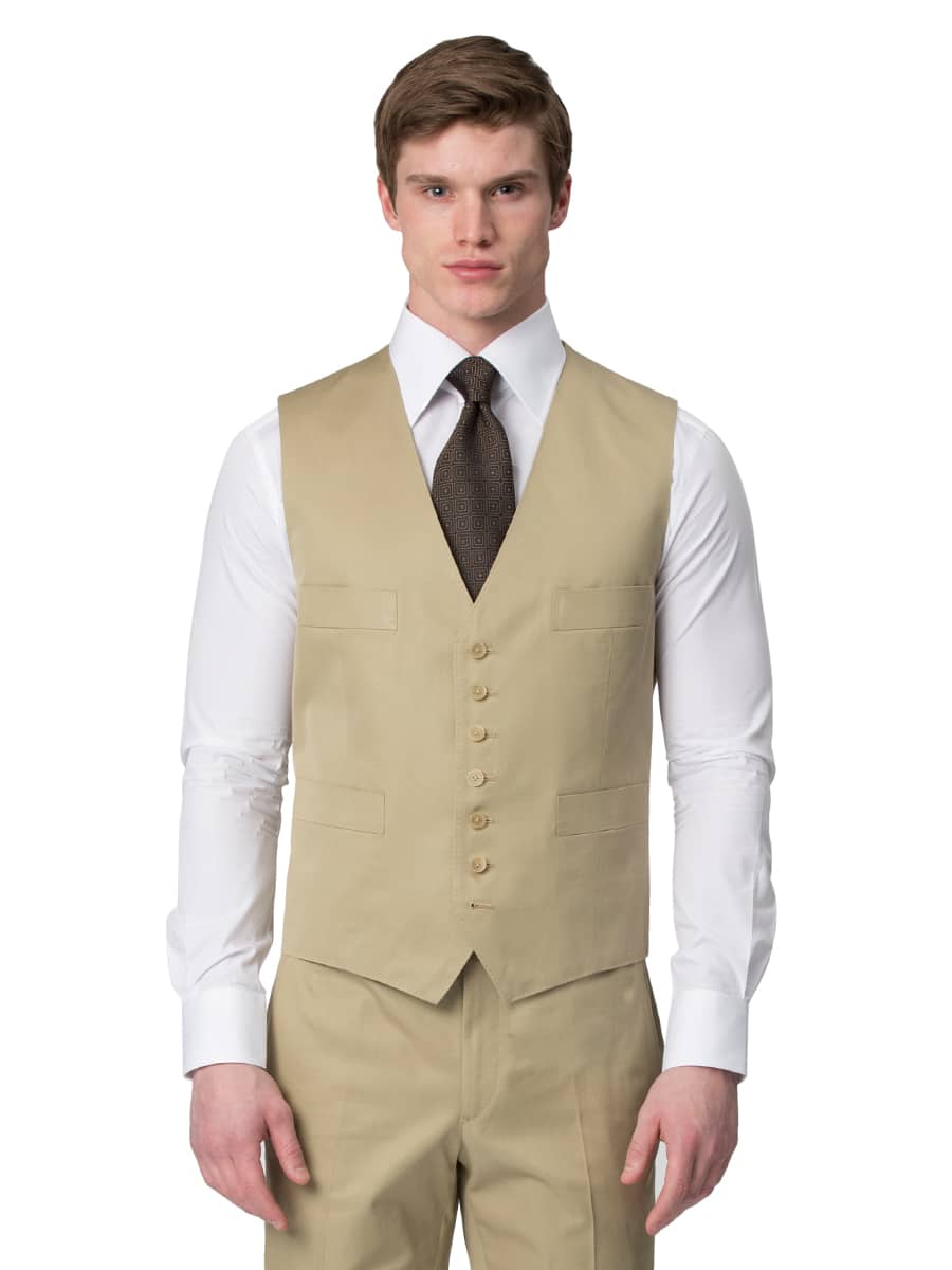(product) Khaki Cotton Vest - custom suits nyc bespoke tailor midtown, noho