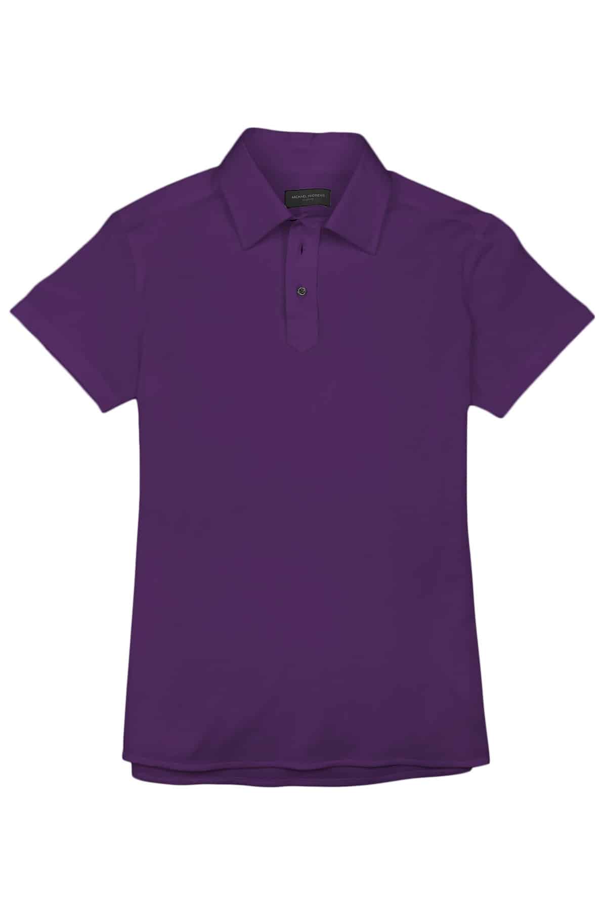 (product) Purple Pique Polo Shirt, front view - custom suits nyc bespoke tailor midtown, noho