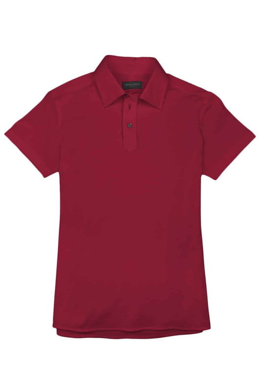 (product) Maroon Red Pique Polo Shirt, front view - custom suits nyc bespoke tailor midtown, noho