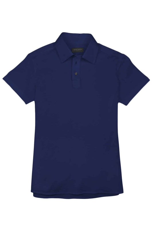 (product) Royal Blue Pique Polo Shirt, front view - custom suits nyc bespoke tailor midtown, noho
