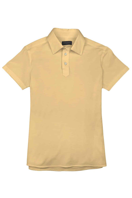 (product) Pale Yellow Pique Polo Shirt, front view - custom suits nyc bespoke tailor midtown, noho
