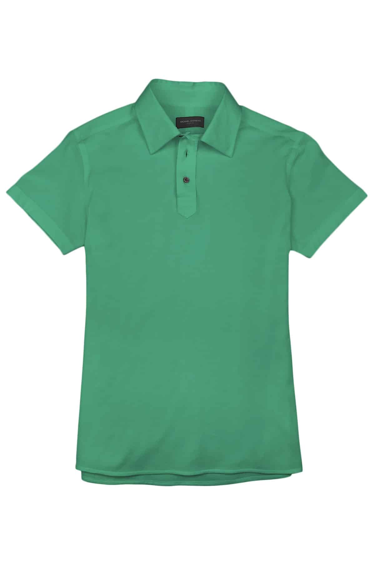 (product) Mint Green Pique Polo Shirt, front view - custom suits nyc bespoke tailor midtown, noho