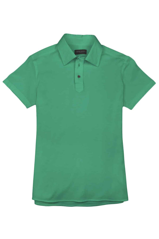 (product) Mint Green Pique Polo Shirt, front view - custom suits nyc bespoke tailor midtown, noho