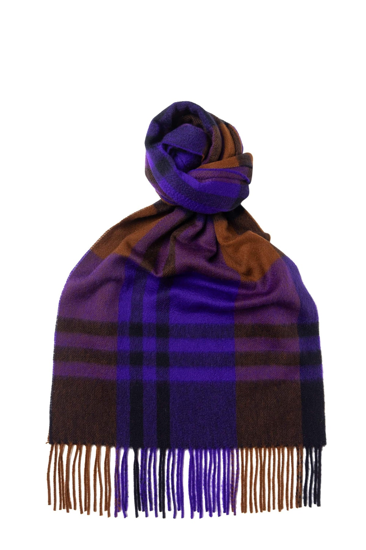 Black Watch Classic Check Cashmere Scarf Red x Purple, knotted - custom suits nyc bespoke tailor midtown, noho