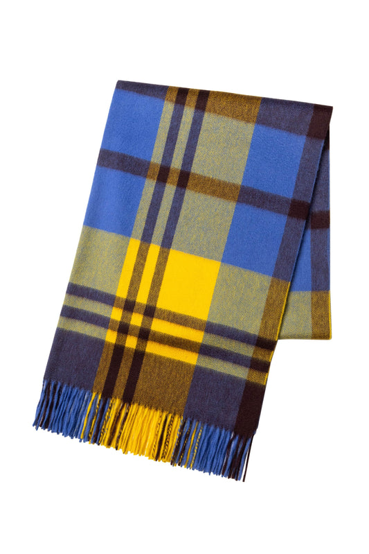 (product) Yellow x Blue Primary Black Watch Cashmere Stole - custom suits nyc bespoke tailor midtown, noho