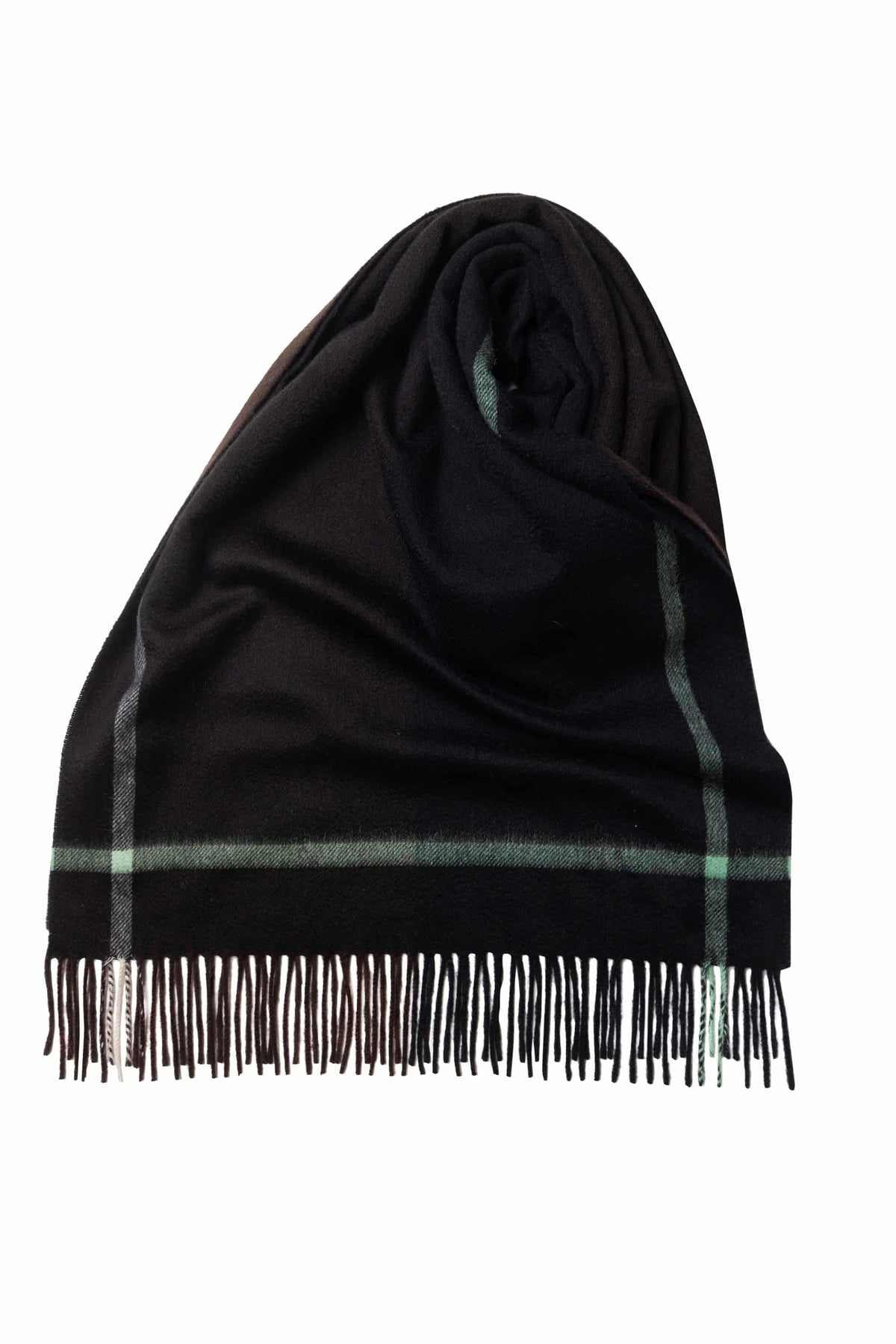 ua-cpgrp52306-s12c01_7afeba19-ddc8-4c1e-ad73-b0ebd742cea2 - Black x Brown Block Check Ripple Finish Extra Wide Cashmere Scarf - custom suits nyc bespoke tailor midtown, noho