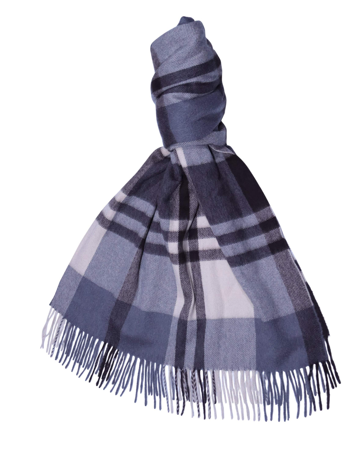 Black Watch Classic Check Wide Cashmere Scarf Brown, knotted - custom suits nyc bespoke tailor midtown, noho