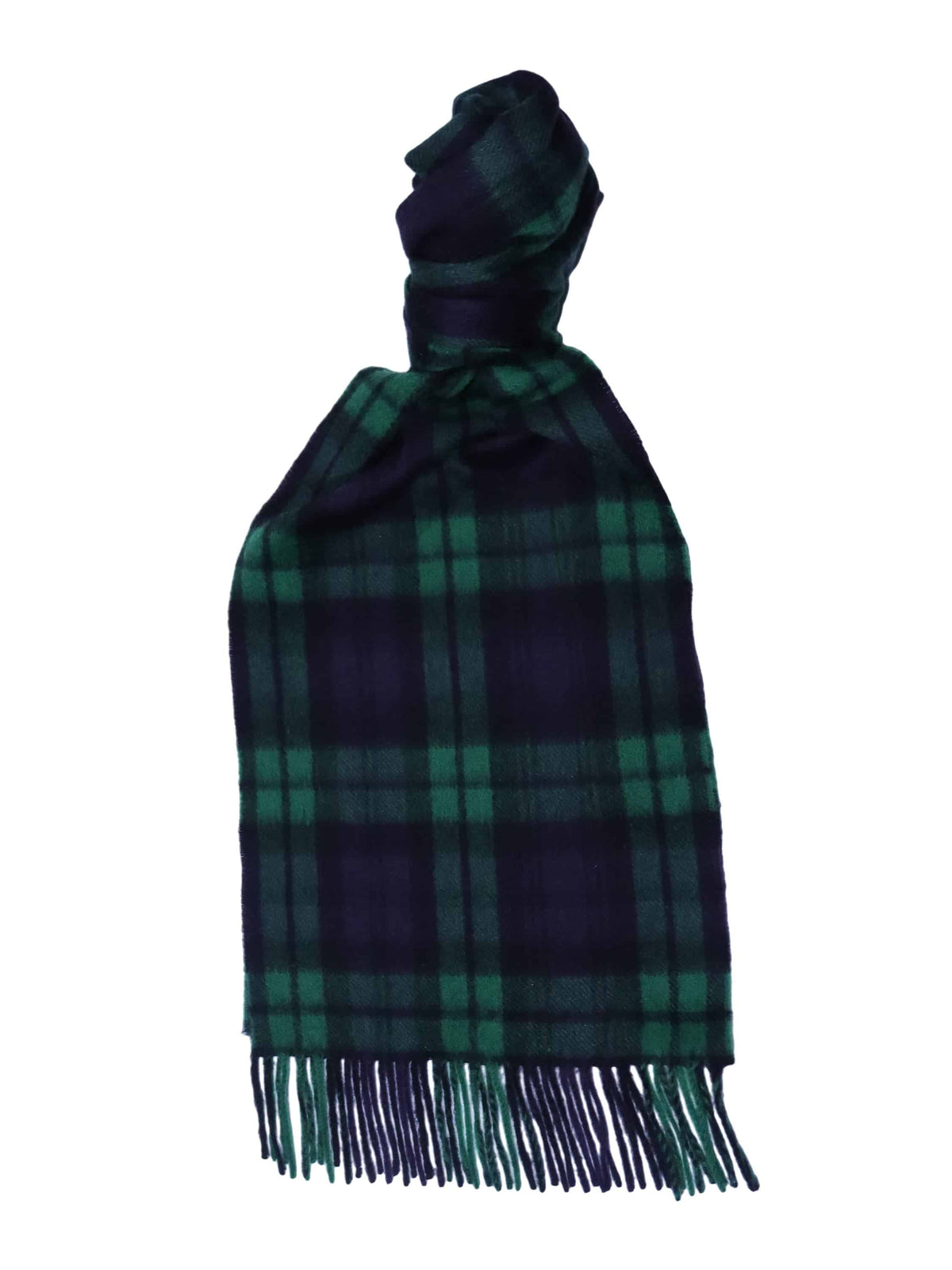 (product) Navy x Green Modern Tartan Cashmere Scarf, knotted - custom suits nyc bespoke tailor midtown, noho