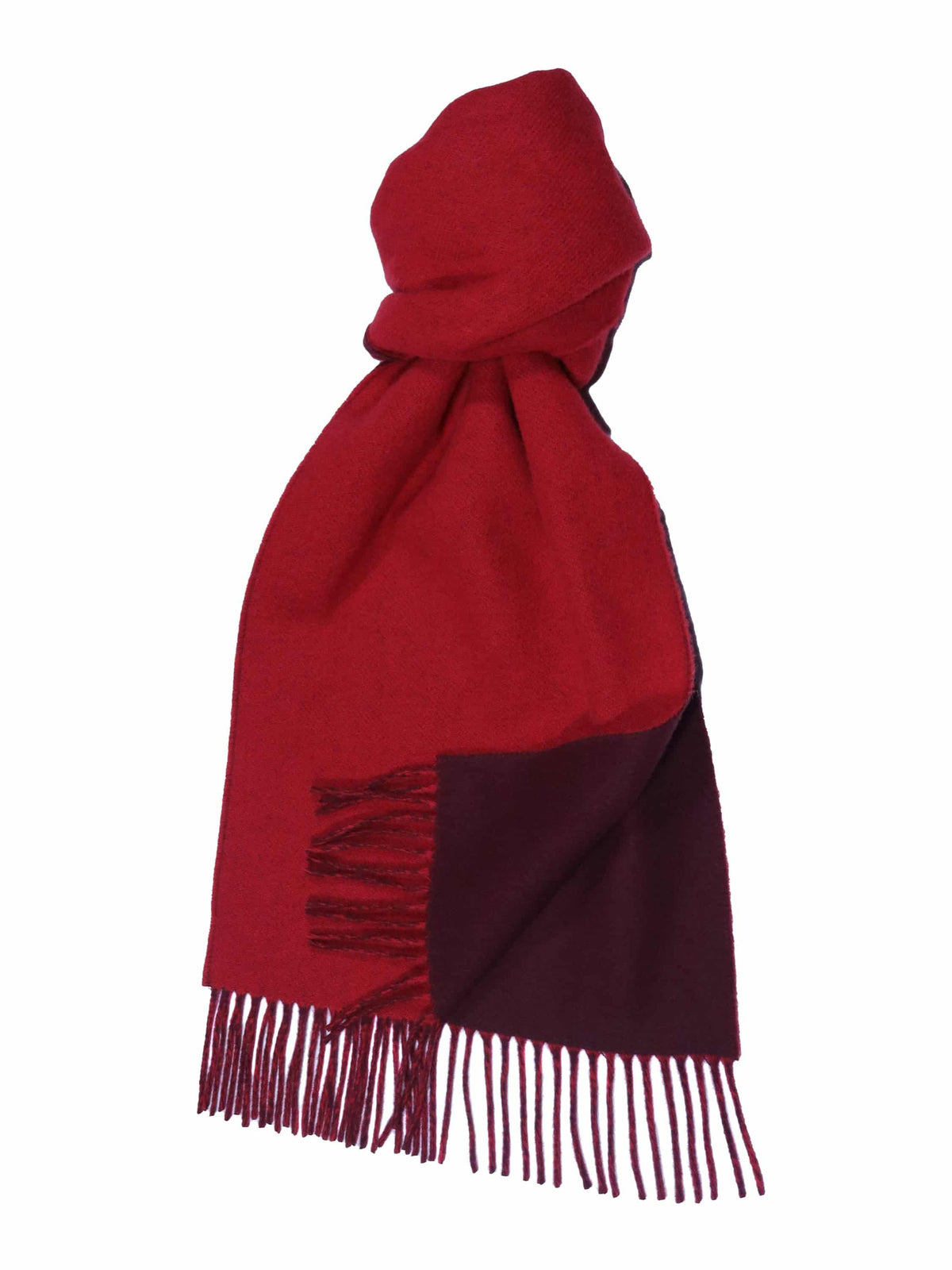 (product) Red x Merlot Plain Reversible Cashmere Blend Scarf, knotted - custom suits nyc bespoke tailor midtown, noho
