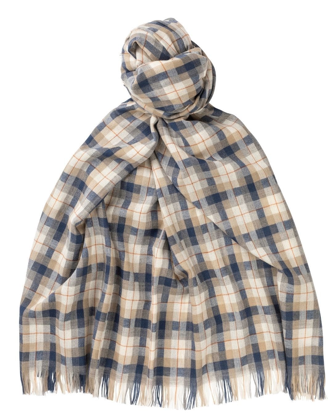 (product) Navy Escorial Block Scarf, Knotted - custom suits nyc bespoke tailor midtown, noho