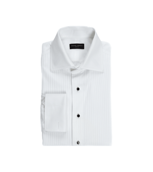White Plisse Front Tuxedo Shirt - He Spoke Style Shop - custom suits nyc bespoke tailor midtown, noho