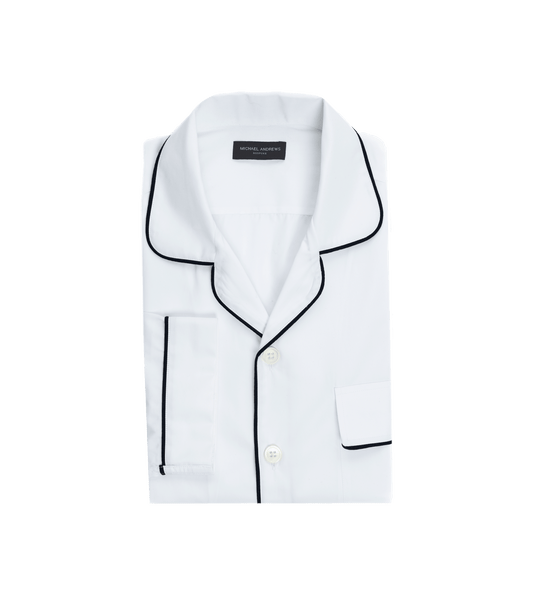 White Poplin Pajama Shirt - He Spoke Style Shop - custom suits nyc bespoke tailor midtown, noho